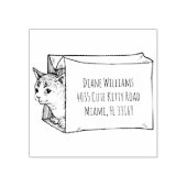 Cat Illustratie Aangepast retouradres Rubberstempel (Afrduk)