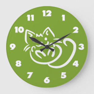 Cat Illustration personnalisée couleur horloge mur
