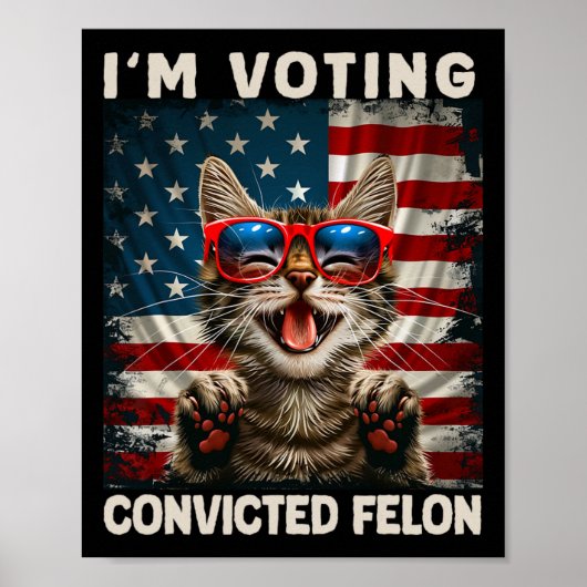 Cat I'm Voting Convicted Felon Poster (Voorkant)