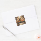 Cat In a Thanksgiving Cornucopia Vierkante Sticker (Envelop)
