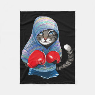 Cat In Boxing Suit Fleece Deken