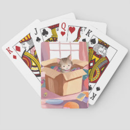 Cat in Cardboard Box | Kitten Watercolor Cat Pokerkaarten