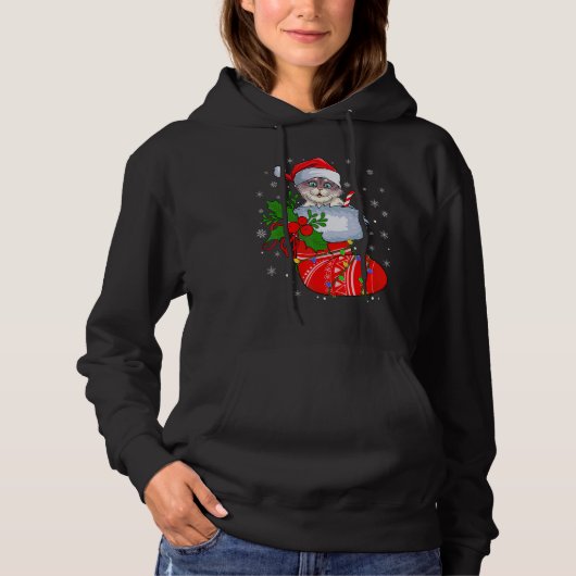 Cat In Christmas Socks   Santa Cat Xmas Hoodie (Voorkant)