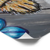 Cat in floral background Glossy Poster (Coin)