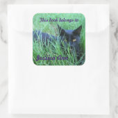 Cat in Grass Custom Book Bord Vierkante Sticker (Tas)