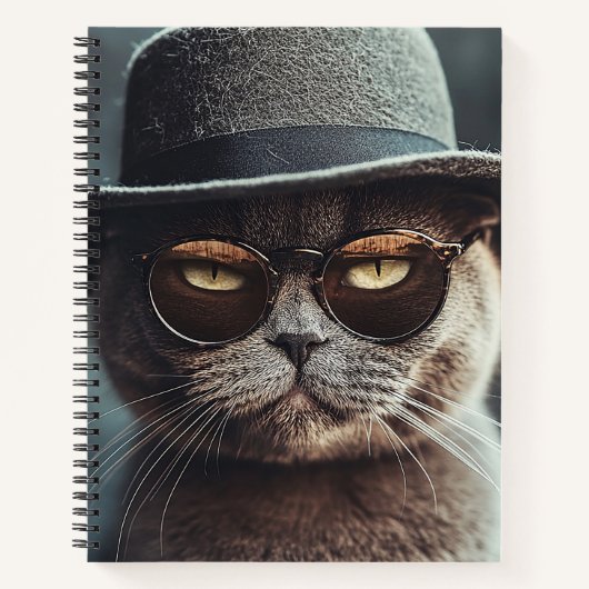 Cat in Hat and Glasses Notebook Notitieboek (Voorkant)