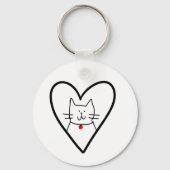 Cat in Heart Doodle  Sleutelhanger (Achterkant)