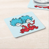 Cat in het Pet Thing One & Thing Two Vierkante Kartonnen Onderzetter (Schuin)