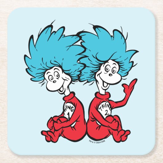 Cat in het Pet Thing One & Thing Two Vierkante Kartonnen Onderzetter (Voorkant)