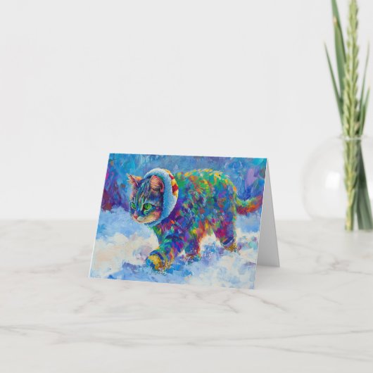 Cat in Snow Wearing Ear Muffs Bedankkaart (Voorkant)