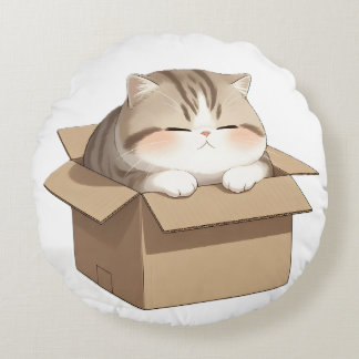 Cat in the Box Rond Kussen