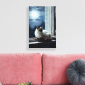 Cat in the Moonlight Canvas Afdruk (Insitu (Woonkamer))