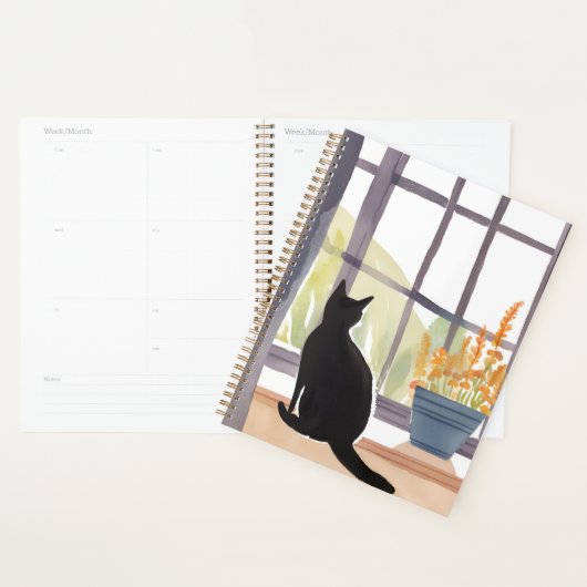 Cat in Windowsill | Silhouette Watercolor (Devant avec enveloppe)