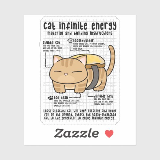 Cat Infinite Energy Butter Toast Sticker (Vel)