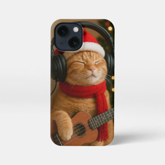 Cat iPhone 13 Mini Case Playing Christmas Music iPhone 13 Mini Hoesje