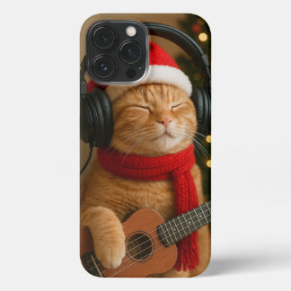 Cat iPhone 13 Pro Max Case Playing Christmas Music iPhone 13 Pro Max Hoesje