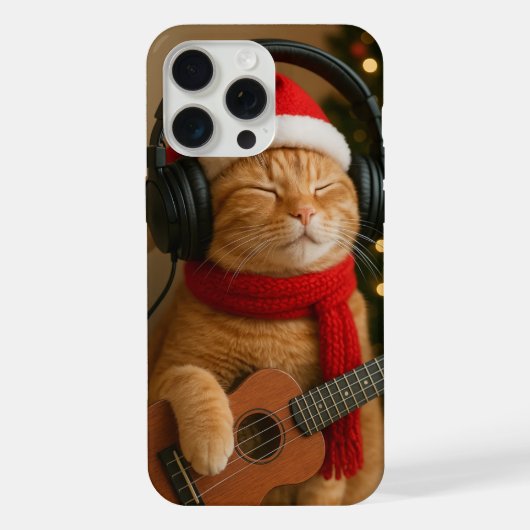 Cat iPhone 15 Pro Max Case Playing Christmas Music (Verso)