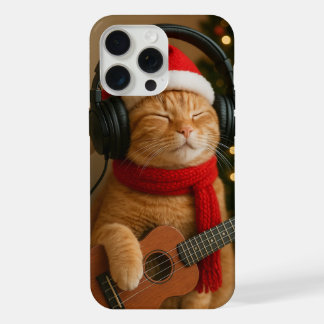 Cat iPhone 15 Pro Max Case Playing Christmas Music iPhone 15 Pro Max Hoesje