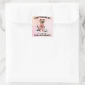 Cat is cleaning house vierkante sticker (Tas)