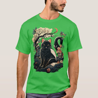 Cat Japan Style Funny Cat Gift Retro  Funny T-shirt