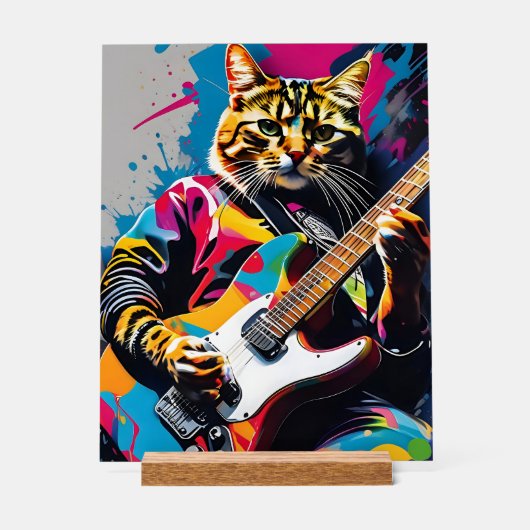 Cat joue de la guitare, graffiti rock (Recto)