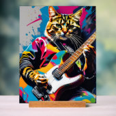 Cat joue de la guitare, graffiti rock (Neutre)