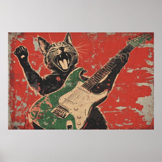 CAT JOUER GUITAR POSTER (Devant)