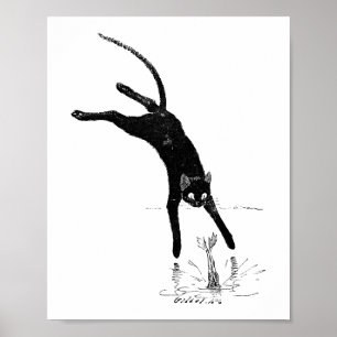 Cat Jumping in de Pond, Alexandre Steinlen Poster