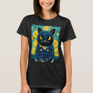 Cat Kawaii Van Gogh Sterrennacht Cat mam Kat Pap C T-shirt