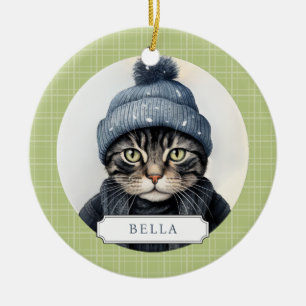 Cat keramische cirkel Ornament