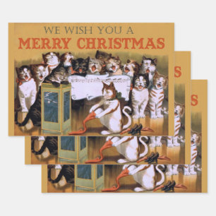 Cat kerstkeuir inpakpapier vel