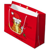 Cat Kerstmis Funny Cartoon Cute Mouse Groot Cadeauzakje (Voorkant Gekanteld)