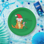 Cat Kerstmis Funny Cartoon Cute Mouse Papieren Bordje (Feest)