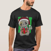 Cat Kerstmis Kitten Chibi Neko Cute Kawaii Anime T-shirt (Voorkant)