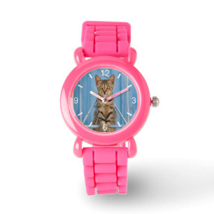 Cat Kitten, Cat Kitten, die in een blauw omheining Horloge