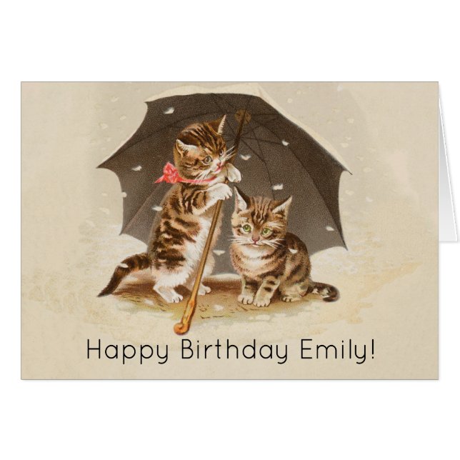 Cat Kitten kat antiek vintage  schattig (Voorkant Horizontaal)