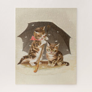 Cat Kitten kat antiek vintage  schattig Legpuzzel