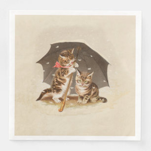 Cat Kitten kat antiek vintage  schattig Servet