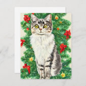  Cat Kitten Kerst Kaart (Voorkant / Achterkant)