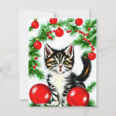 Cat Kitten Kerst Kaart (Voorkant)