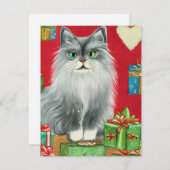  Cat Kitten Kerst Kaart (Voorkant / Achterkant)