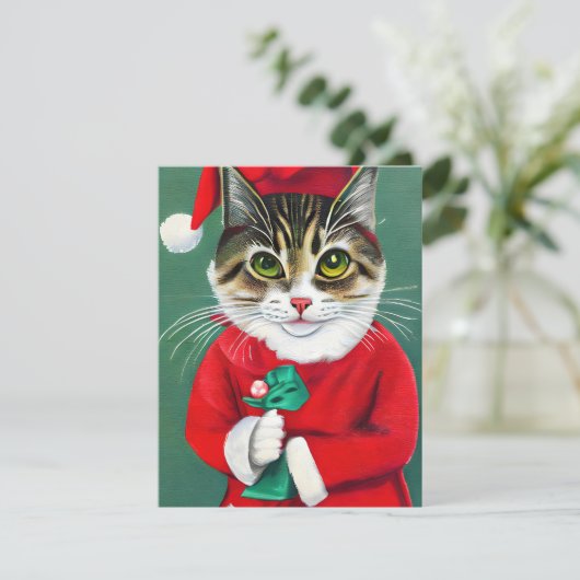 Cat Kitten Kerst Kaart (Staand voorkant)