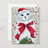 Cat Kitten Kerst Kaart (Voorkant / Achterkant)