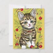 Cat Kitten Kerst Kaart (Voorkant)