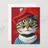 Cat Kitten Kerst Kaart (Voorkant / Achterkant)