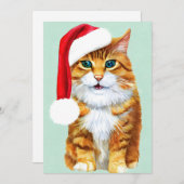  Cat Kitten Kerst Kaart (Voorkant / Achterkant)