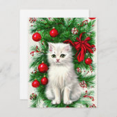 Cat Kitten Kerst Kaart (Voorkant / Achterkant)