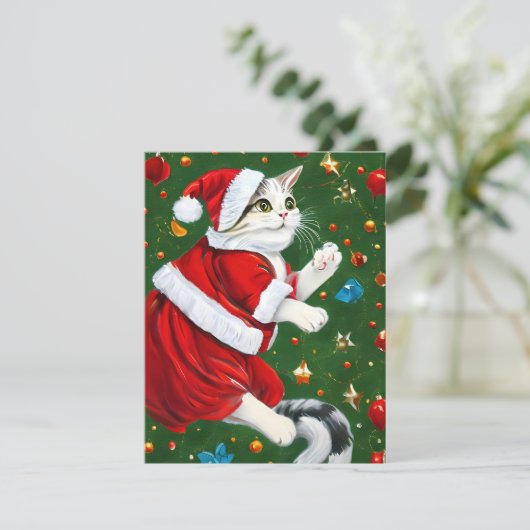 Cat Kitten Kerst Kaart (Staand voorkant)