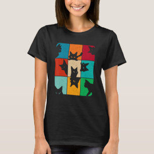 Cat Kitten Meme Retro Peeping Curious Ca T-shirt