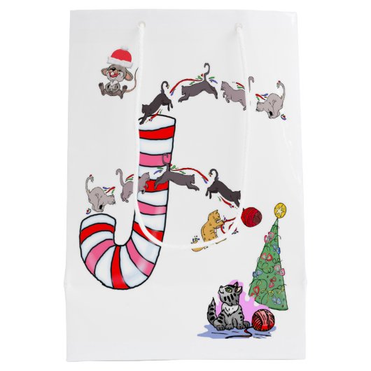 Cat Kitten Meow Mice Merry kerstcadeaus Medium Cadeauzakje (Achterkant)